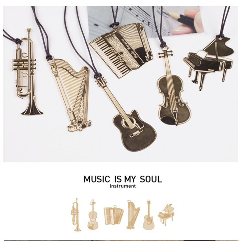 Musical Instrument Book - 6 pezzi musica segnalibro in metallo